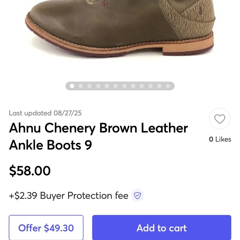 Ahnu Chenery Brown Leather Ankle Boots Size 9 Tie Easy On Zip Tan Urban Rugged - Picture 11 of 11